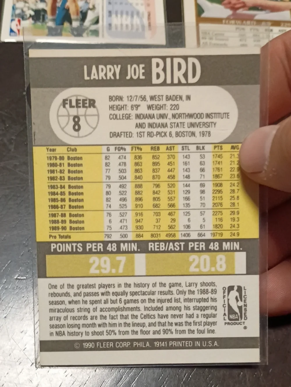 Larry bird Bundle Of 6 Sports Cards Fleer Skybox Upper Deck NBA Hoops All Star